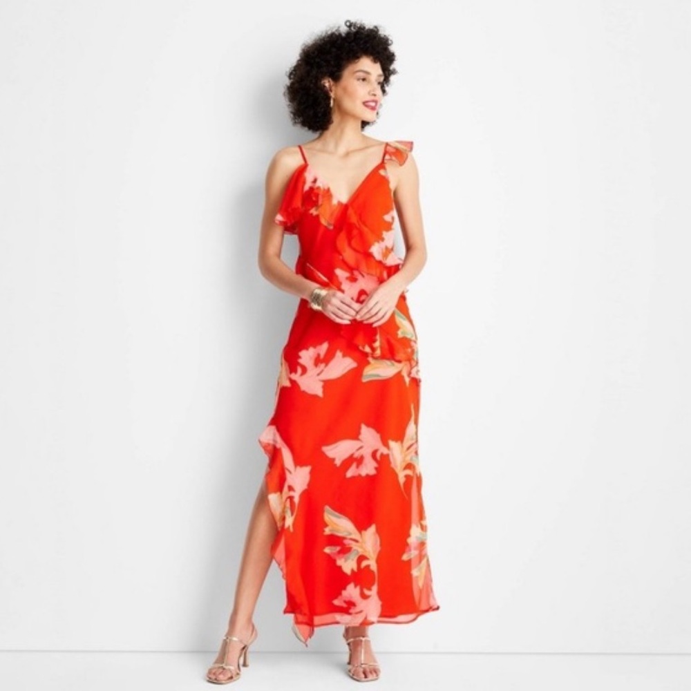 Future Collective with Jenee Naylor • Women’s Floral Ruffle Ankle Length Dress M